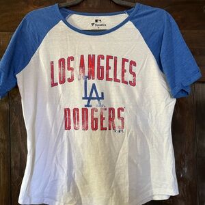 Fanatics Dodgers Blue and White Raglan Tee